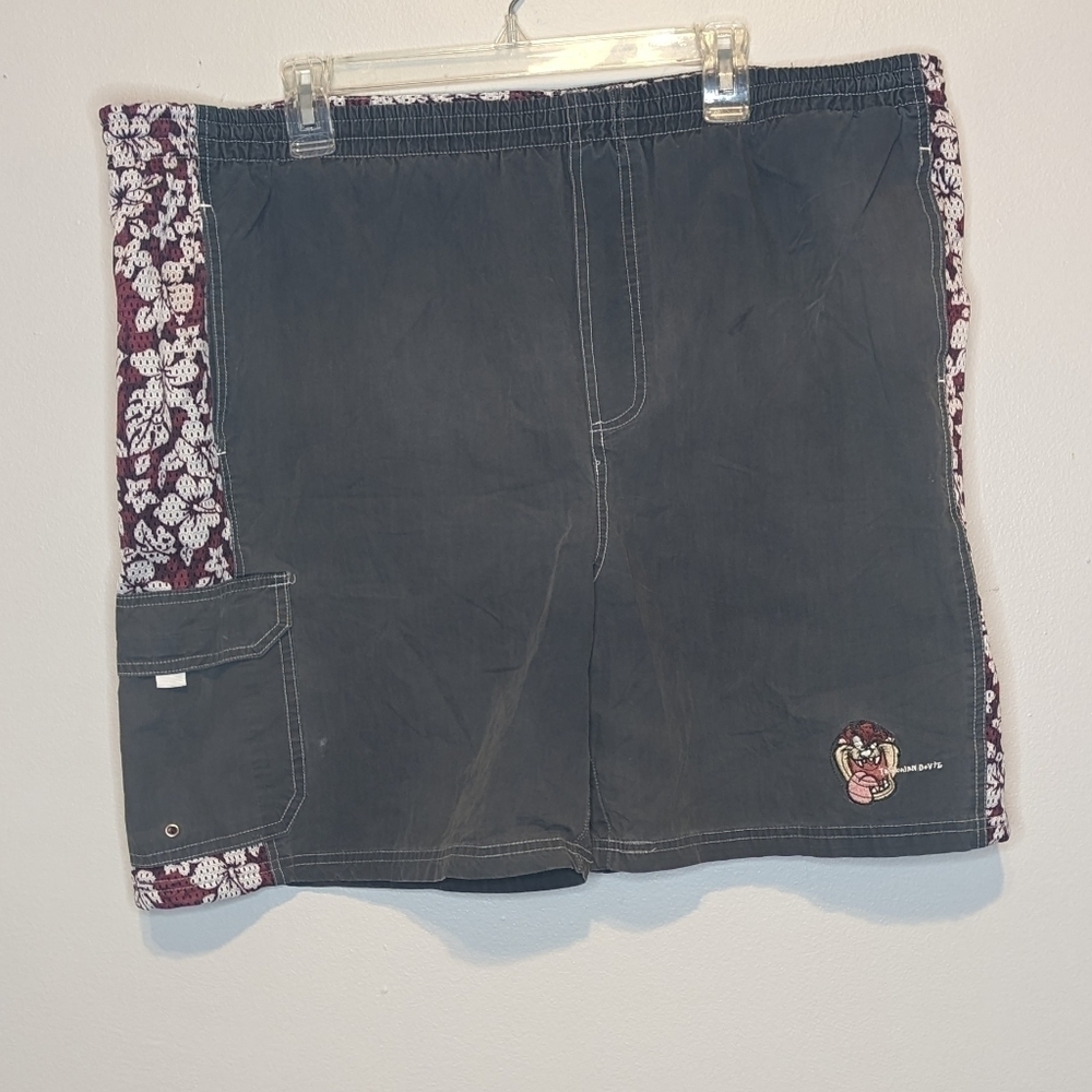 Y2K Vintage Looney Toons Tasmanian Devil Swim Trunks Mens XL